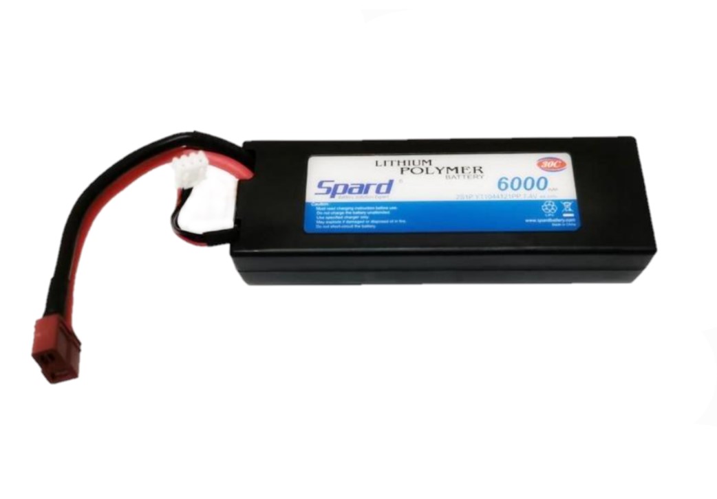 Аккумулятор Li-Po Spard 6000mAh, 7,4V, 30C, T-plug для Remo Hobby и Himoto 1/10, 1/8