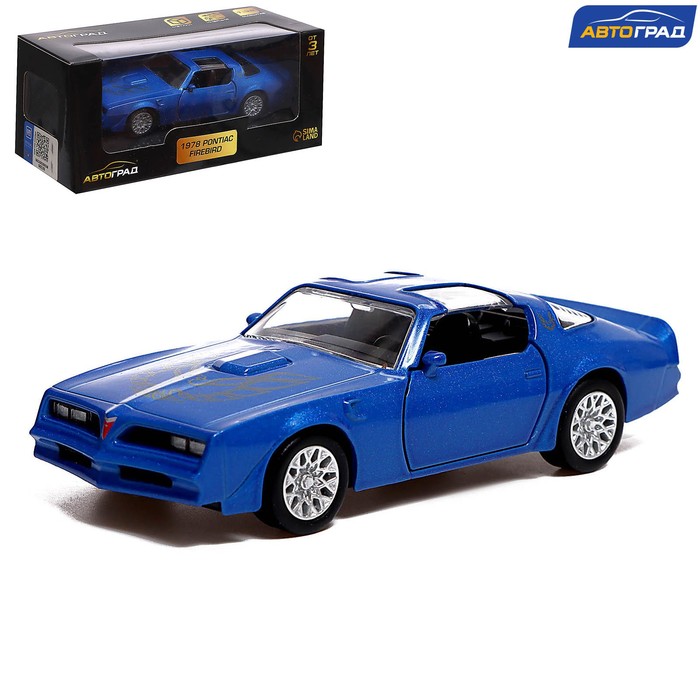 Автоград Машина металлическая PONTIAC FIREBIRD, 1:32, открываются двери, инерция, синий