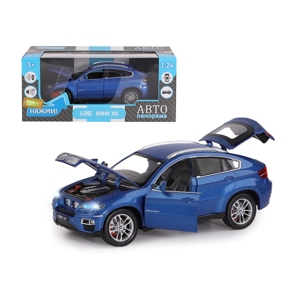 Автопанорама 1:26 BMW X6, синий