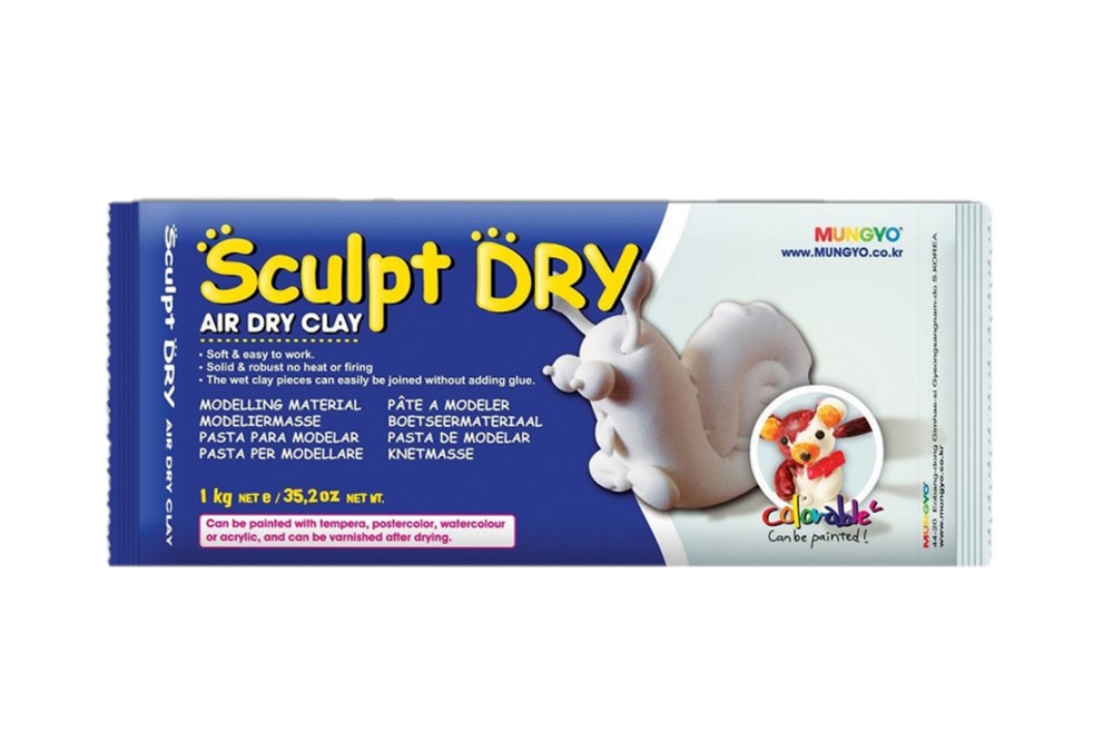 Глина для моделирования Sculpt Dry , 1000 г, белая Mungyo MGMW1