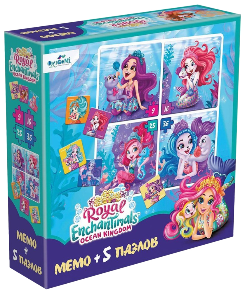 Игровой набор Enchantimals Мемо+5 пазлов Оригами 07028