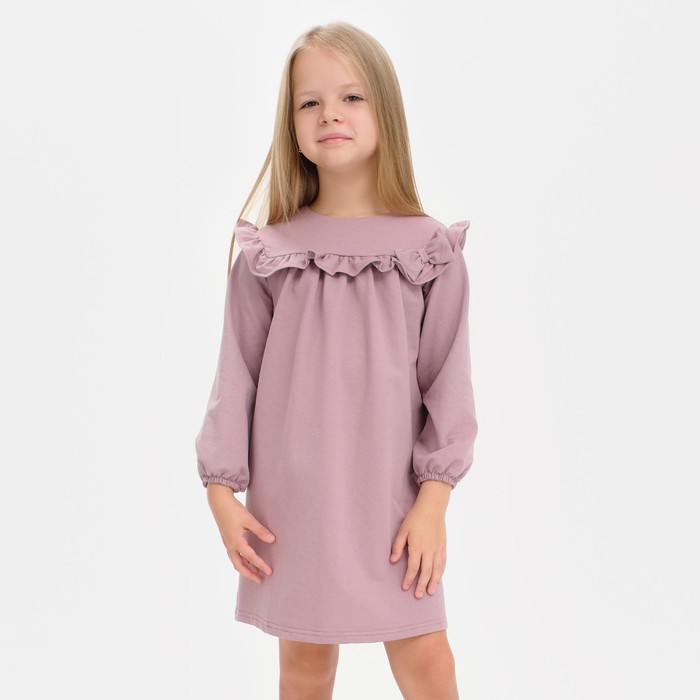 KAFTAN Платье для девочки с рюшей KAFTAN Basic line, размер 32 (110-116), цвет сиреневый