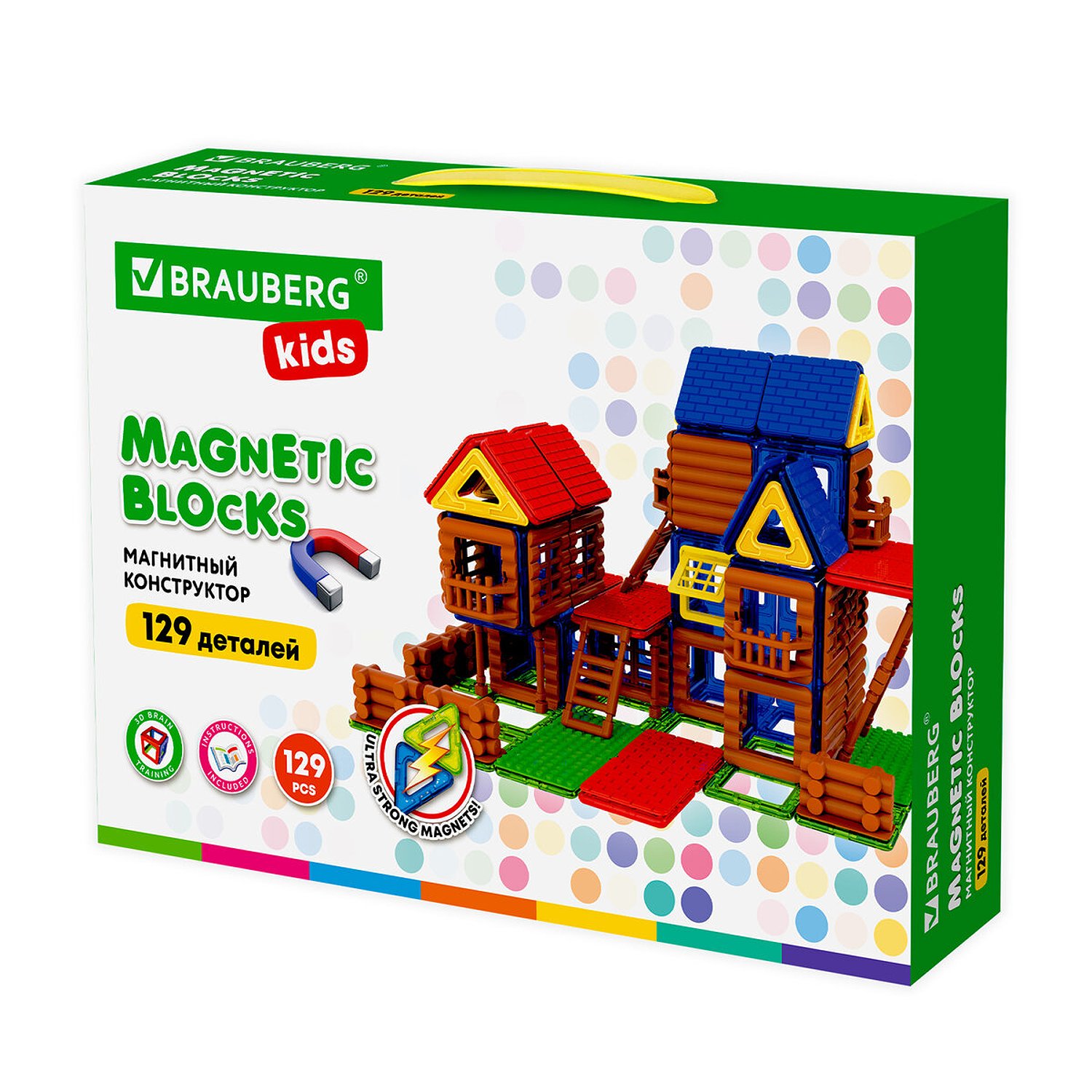 Конструктор Brauberg Mega Magnetic Build Blocks-129 Построй дом 129 дет. 66385