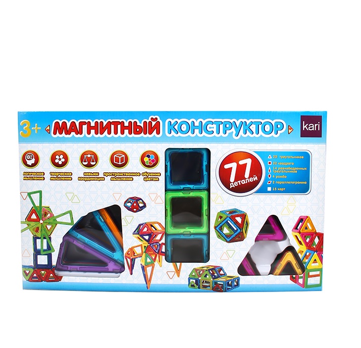 Конструктор магнитный Kari Kids 77дет K531