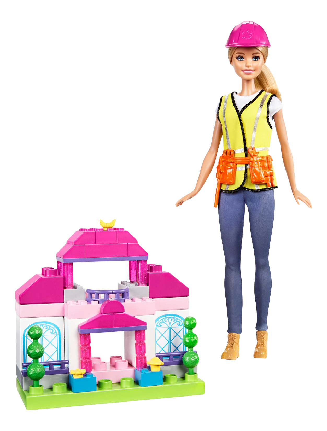 Куклы Barbie Mattel Mega Bloks строитель FGX67/FCP7