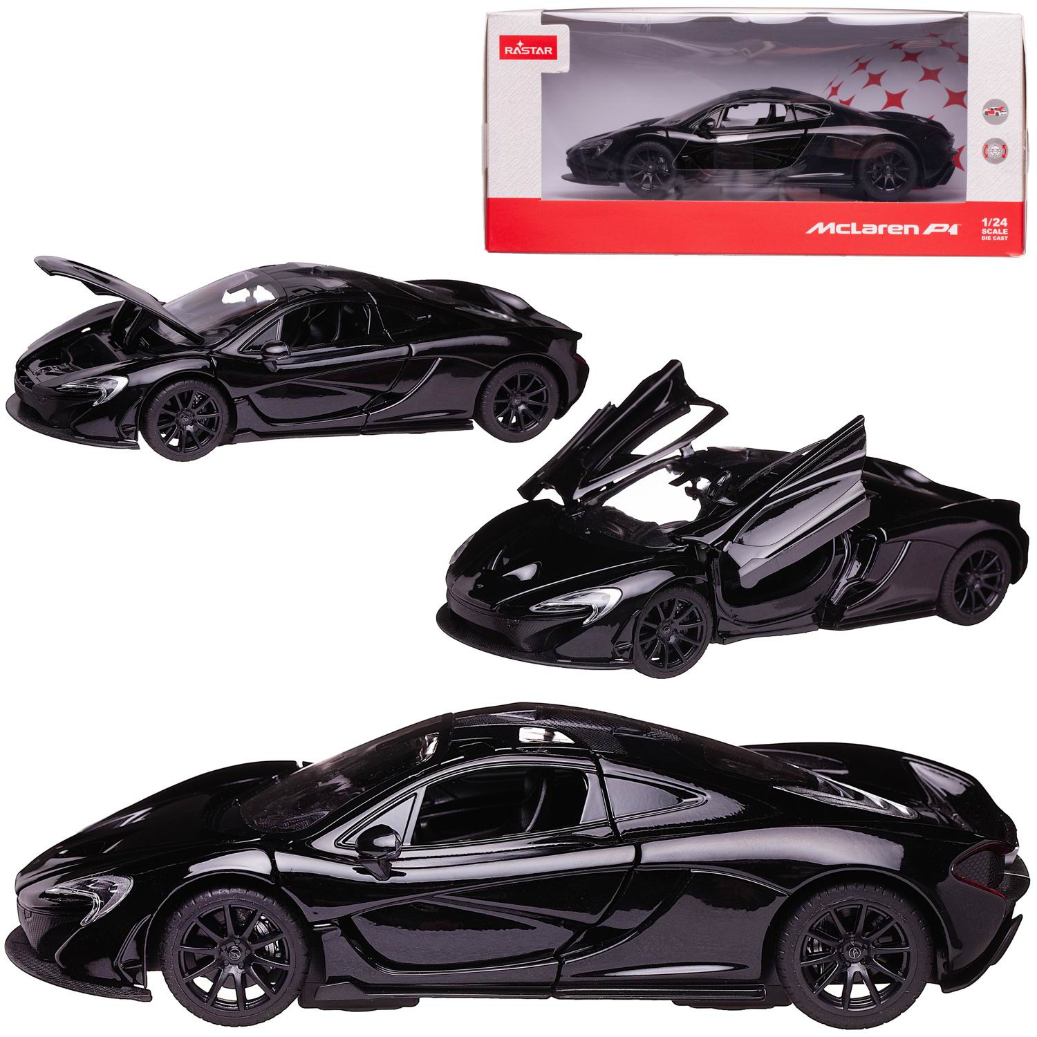 Машина металлическая 1:24 Mclaren P1, цвет черный, двери и капот открываются