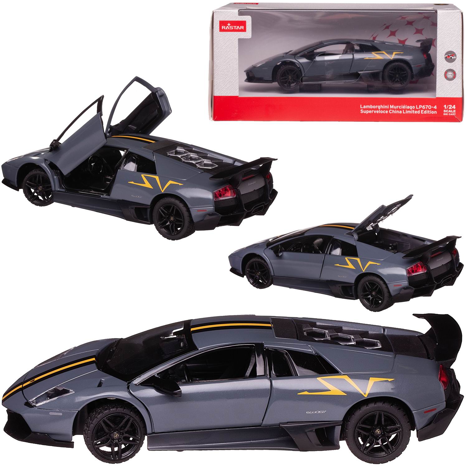 Машина металлическая 1:24 scale Lamborghini Murcielago LP670-4 SV, цвет серый