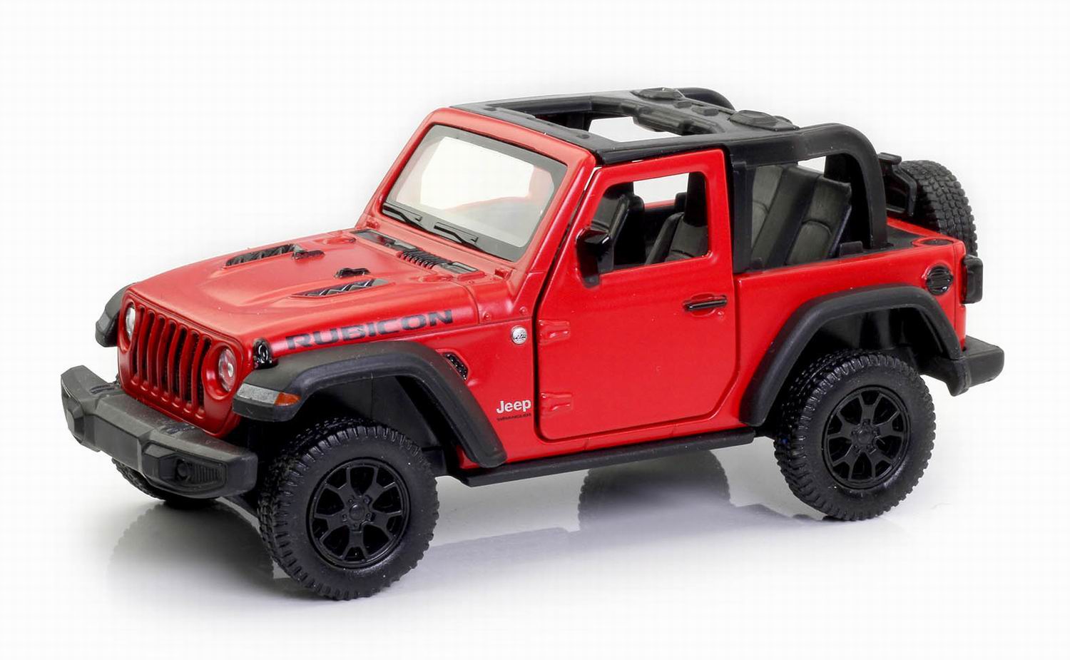 Машина металлическая RMZ City 1:32 Jeep Rubicon 2021 открытый верх, красный матовый цвет.