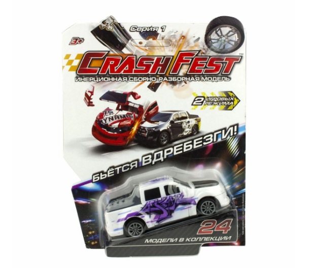 Машинка инерционная 1toy Т17090-11 CrashFest Graffity, 10 см