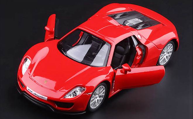 Машинка металлическая Uni-Fortune RMZ City 1:32 Porsche 918 Spyder, цветкрасный в ассорт.