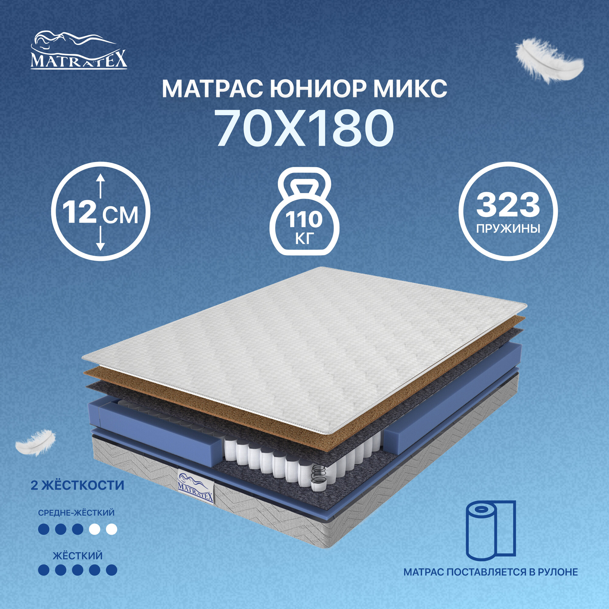 Матрас детский ЮНИОР МИКС 70x18