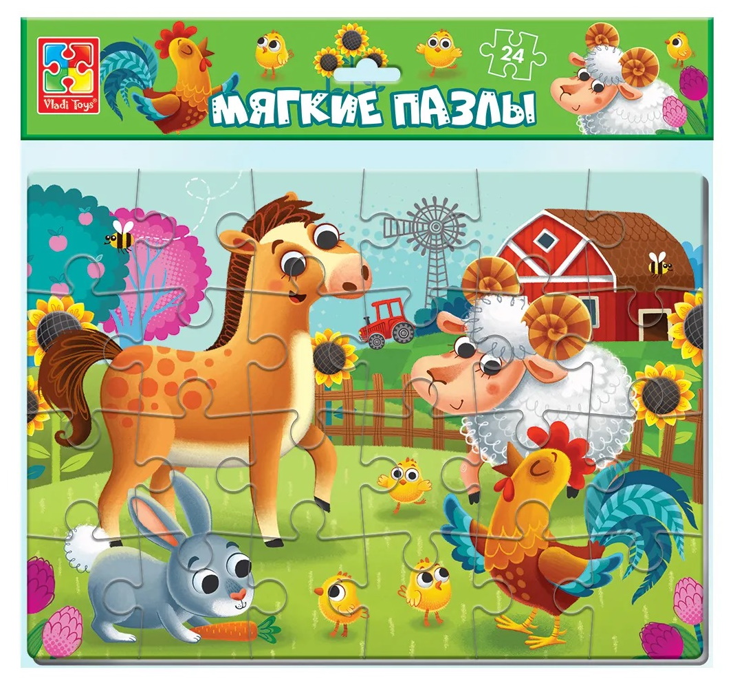 Мягкие пазлы Ферма 2, формат А4 Vladi Toys