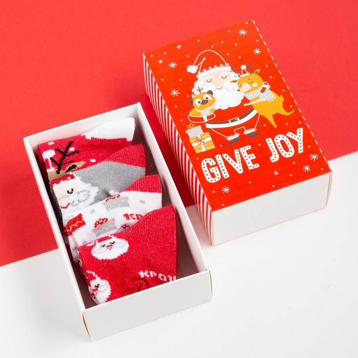 Набор новогодних носков Крошка Я Give Joy, 4 пары, 10-12 см