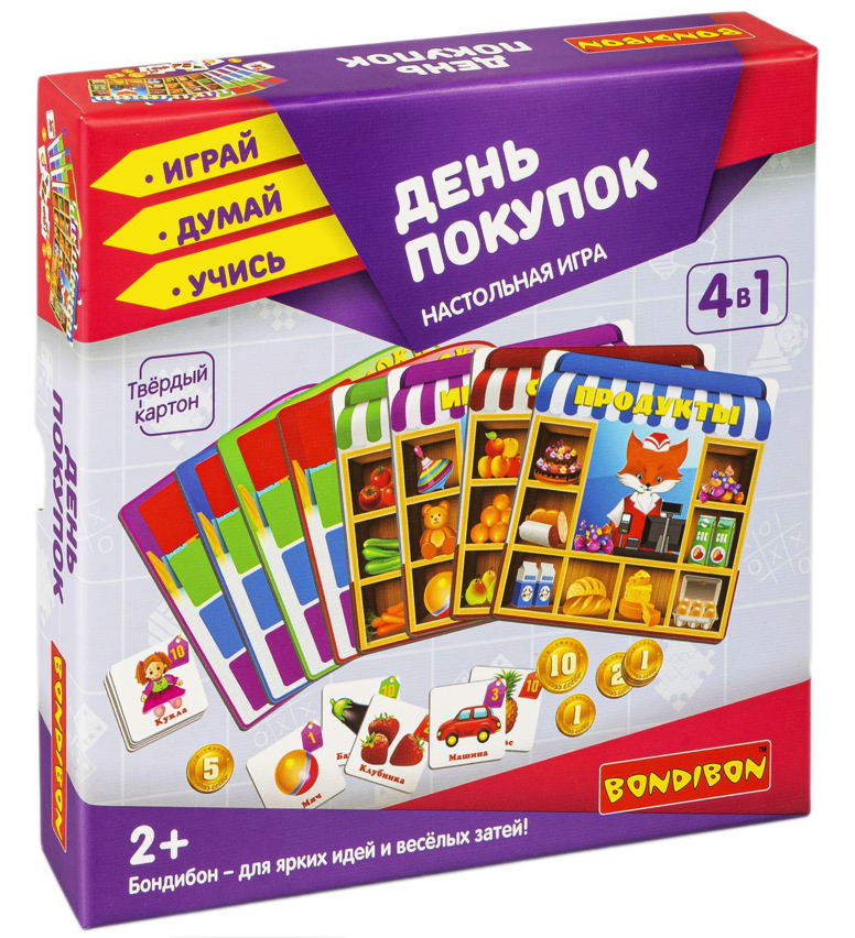 Настольная игра Bondibon День покупок 4 в 1 Играй Думай Учись