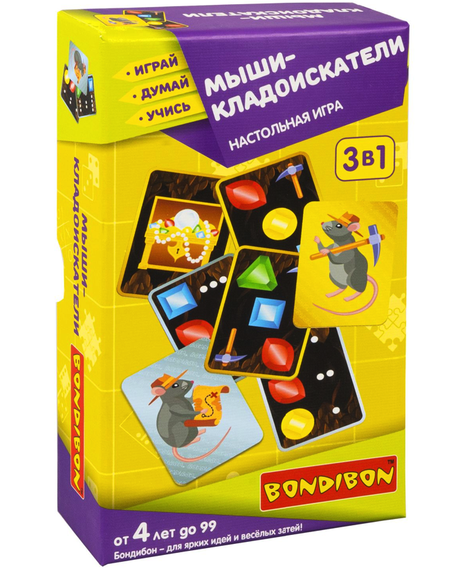 Настольная игра Bondibon Мыши-кладоискатели 3 в 1 Играй Думай Учись