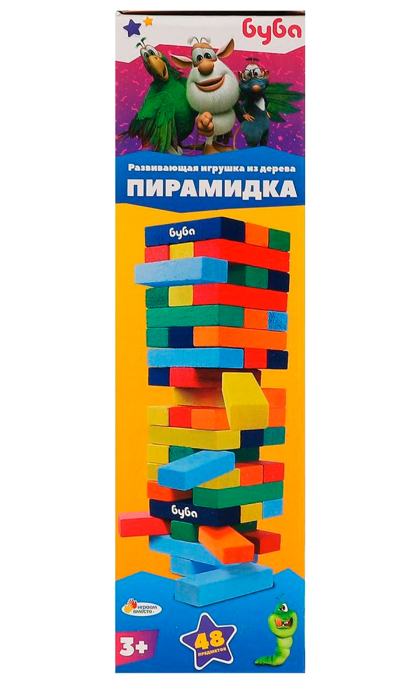 Настольная игра пирамидка деревянная башня Буба Играем Вместе 2007K698-R3