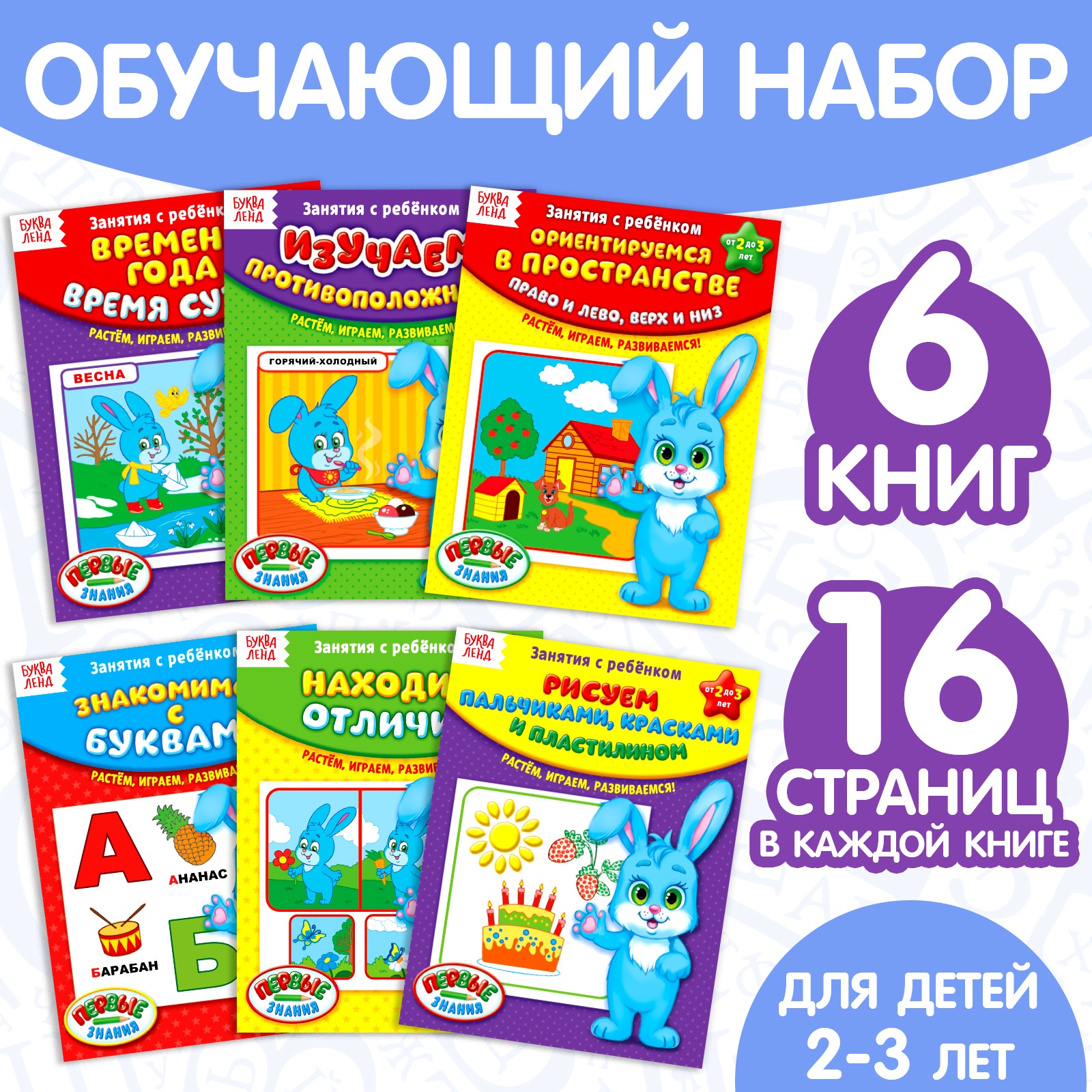 Обучающие книги БУКВА-ЛЕНД «Полный годовой курс. Серия от 2 до 3 лет», 6 книг по 16 стр.