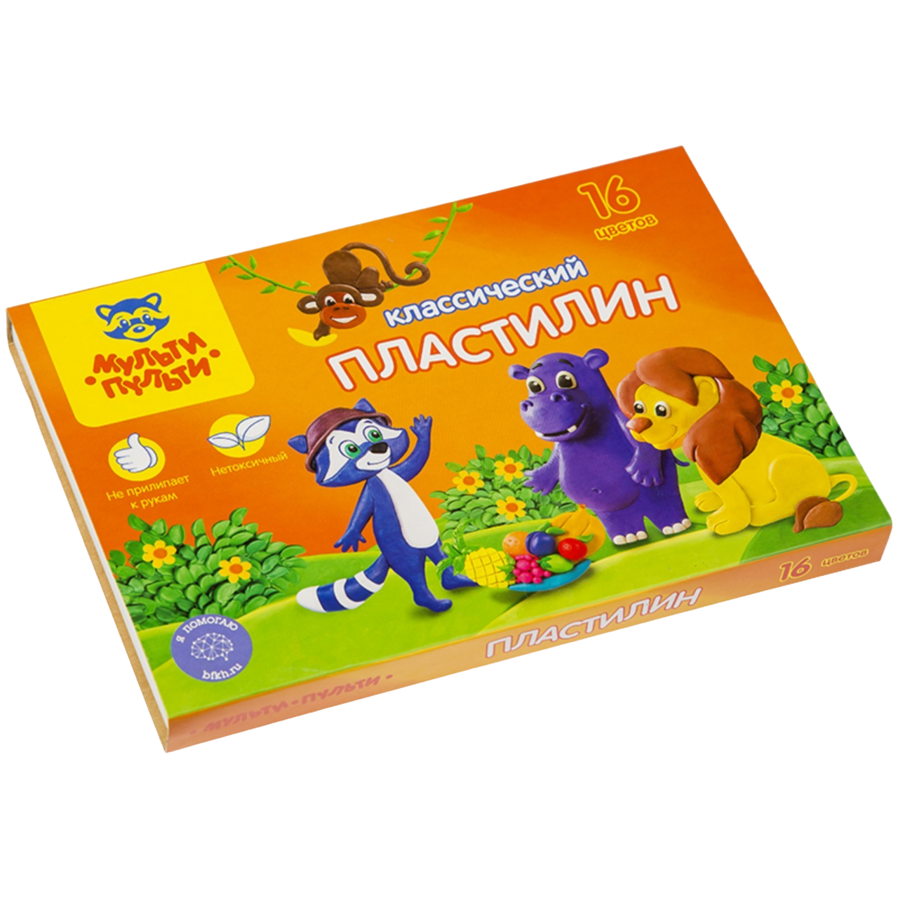 Пластилин 16 цветов 320 гр Мульти-Пульти Приключения Енота со стеком 236484