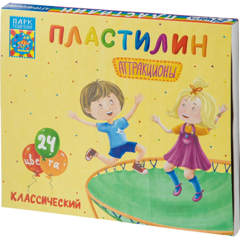 Пластилин классический Аттракционы набор 24 цв, 480 г, со стеком,ПЛ-К24-480, (2шт.