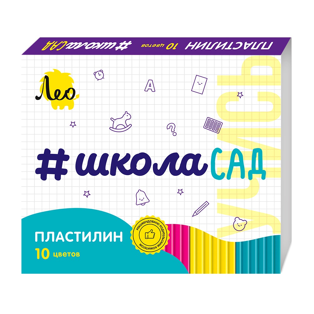 Пластилин классический Лео Учись. ШколаСад , 10 цветов, 200 грамм, арт. LMC-011