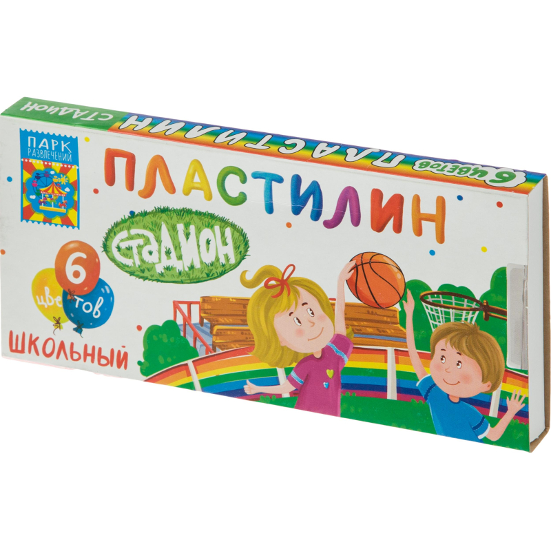 Пластилин школьный Стадион набор 6 цв, 90г, со стеком, ПЛ-Ш6-90, (5шт.