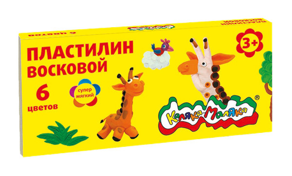 Пластилин восковой Каляка-Маляка 6 цветов, 90 г