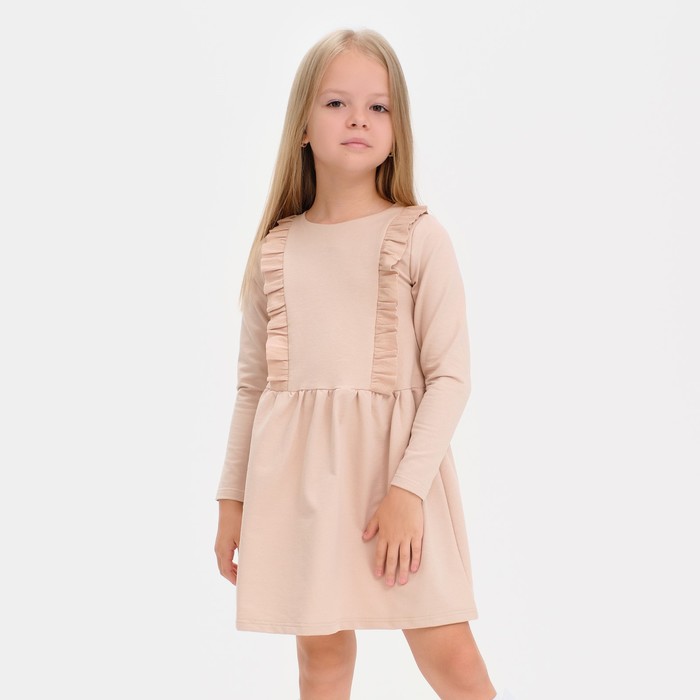 Платье детское с рюшей KAFTAN Basic line, размер 30 (98-104), цвет кремовый