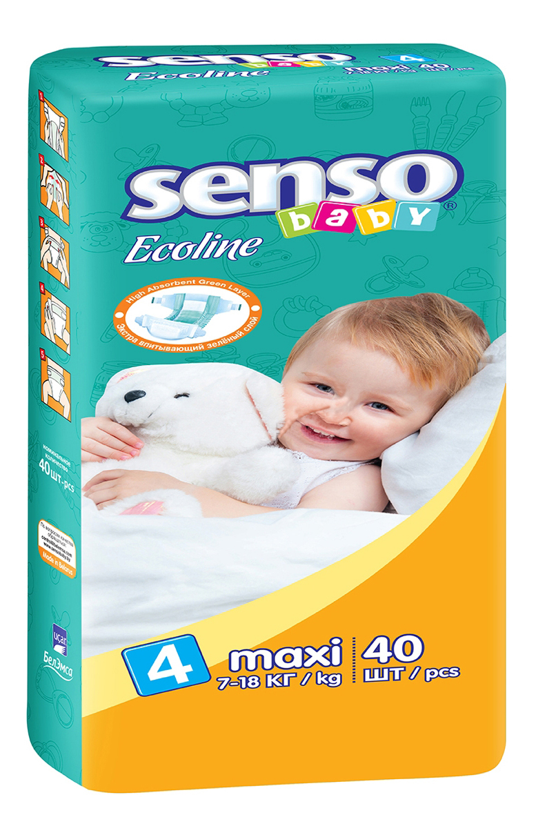 Подгузники Senso baby Maxi (7-18 кг), 40 шт