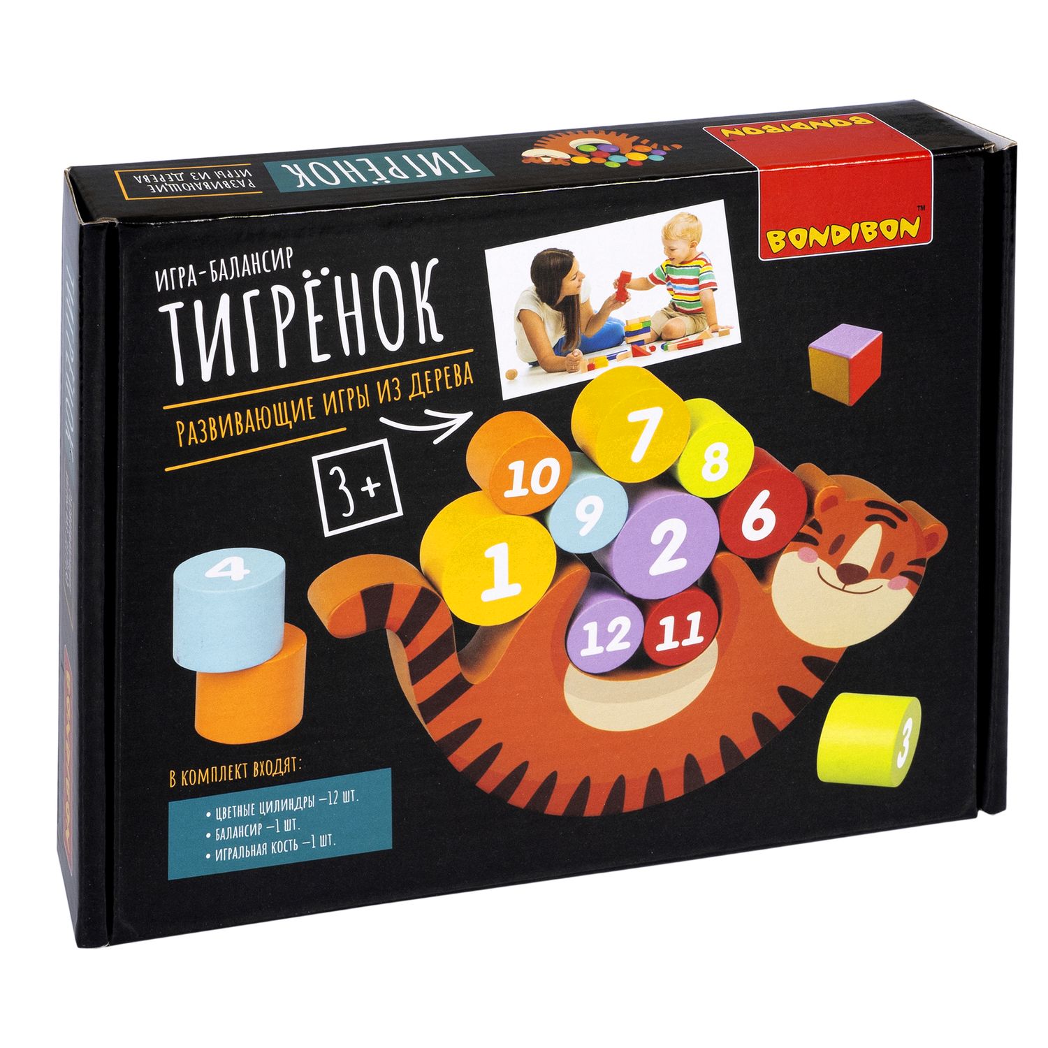 Развивающие игры из дерева Bondibon игра-балансир Тигренок, Box, ВВ4954-GW