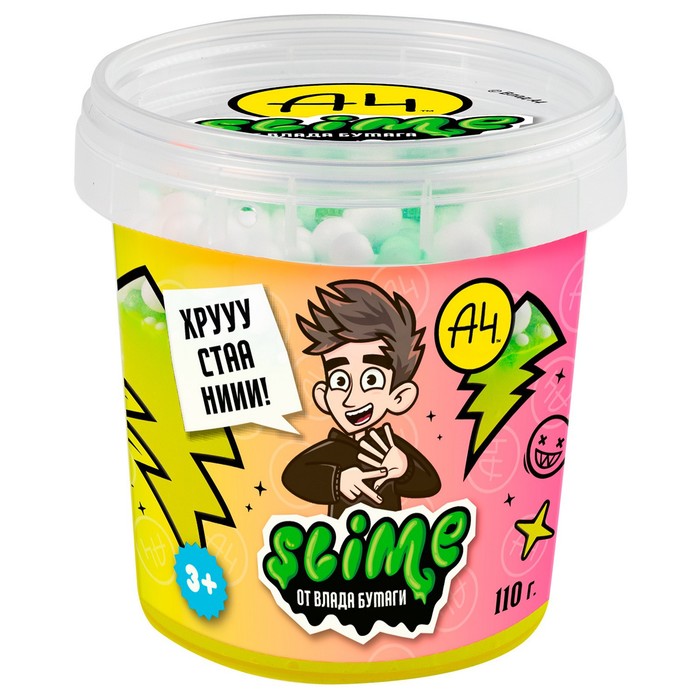 Slime Слайм, Crunch-slime, жёлтый, 110 г, Влад А4