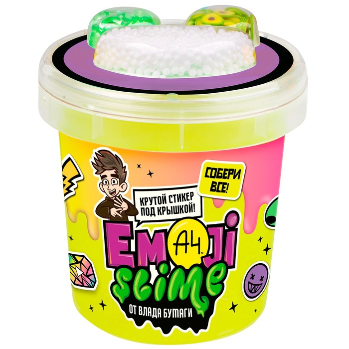 Slime Слайм, Emoji-slime, жёлтый, 110 г, Влад А4