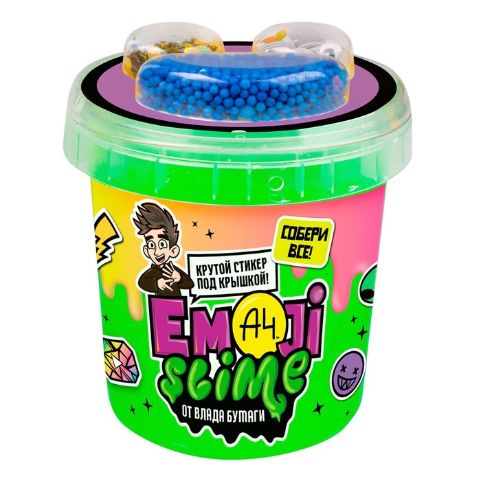 Slime Слайм Emoji-slime, зелёный, 110 г, Влад А4