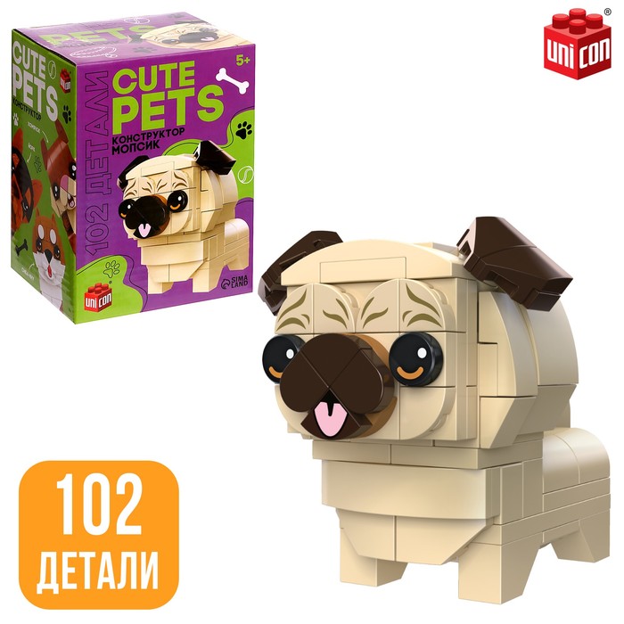 UNICON Конструктор Cute pets, Мопсик, 102 детали